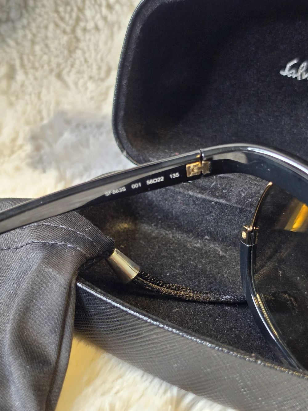 Salvatore Ferragamo Women’s Black and Gold Sunglasses